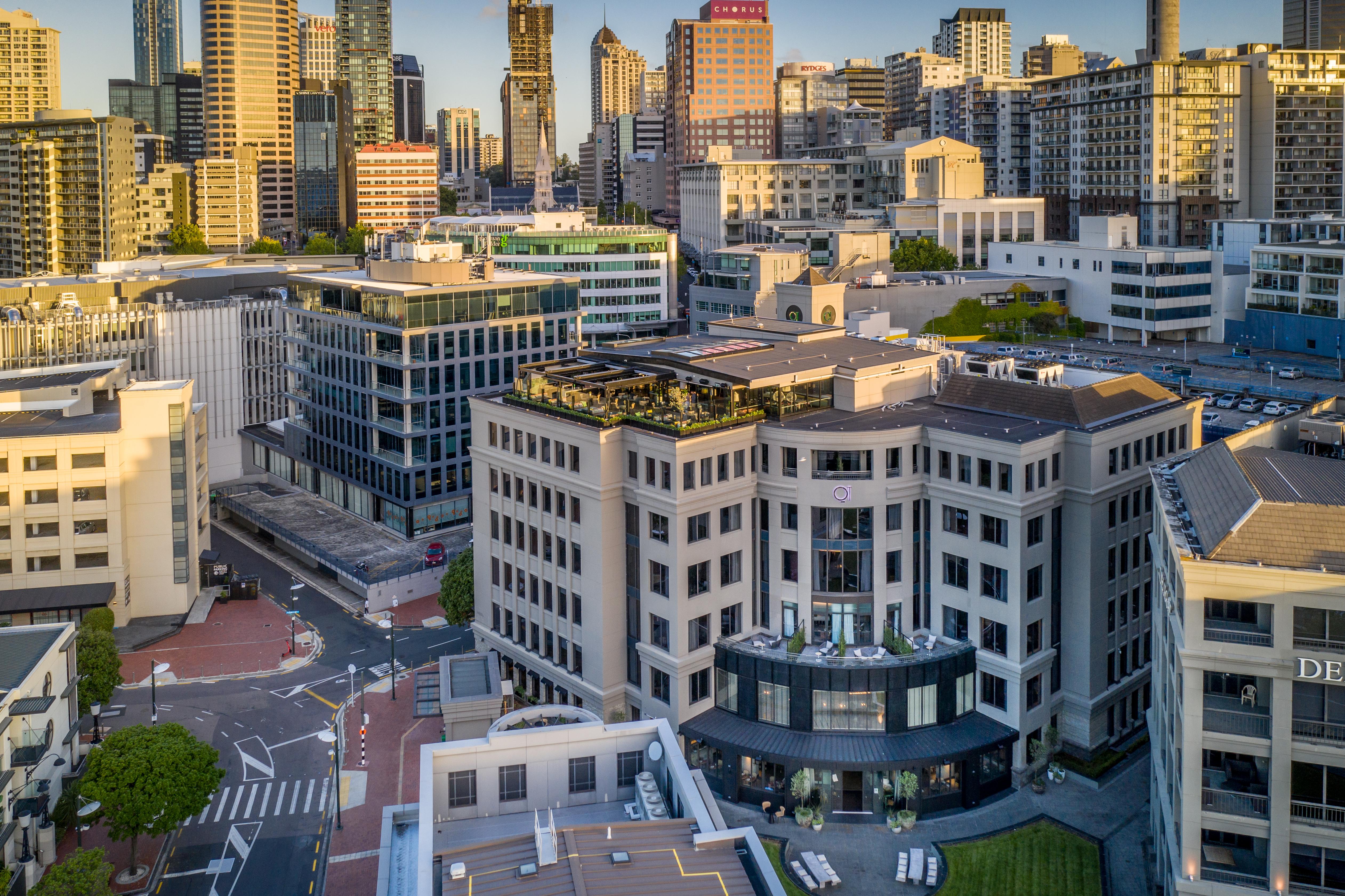 Qt Auckland Hotel Exterior photo Aerial view of the San Diego Convention Center